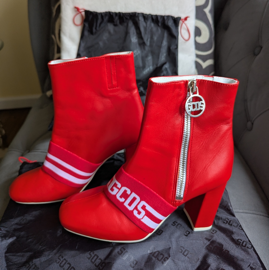 Gcds Red Heeled Ankle Boots Sz 41